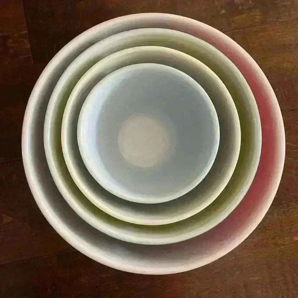 Vintage Mid Century Pyrex Nesting Mixing Bowl Set In Primary Colors